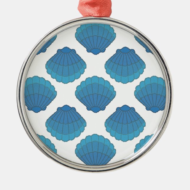 Blue Seashell Mosaic Pattern Metal Tree Decoration (Front)