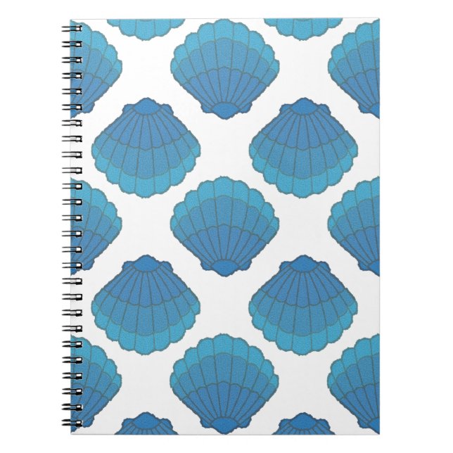 Blue Seashell Mosaic Pattern Notebook (Front)
