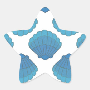 Blue Seashell Mosaic Pattern Star Sticker