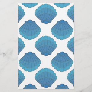 Blue Seashell Mosaic Pattern Stationery