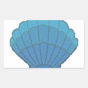Blue Seashell Mosaic Rectangular Sticker