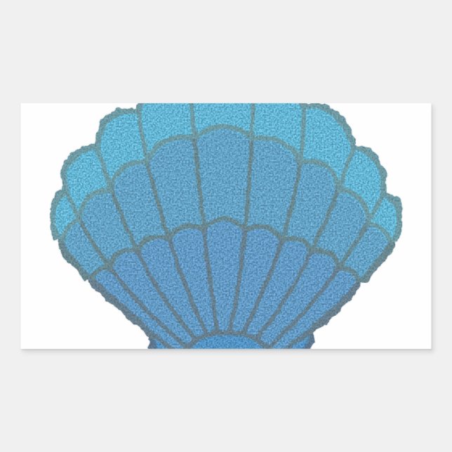 Blue Seashell Mosaic Rectangular Sticker (Front)