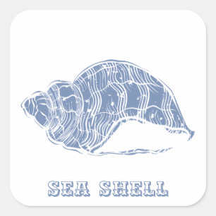 Blue Seashell  Square Sticker