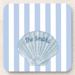 Blue Seashell &  Stripes Coaster