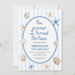 Blue Seashell The Summer I Turned Thirteen bday Invitation