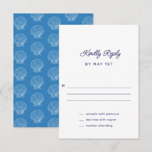 Blue Seashell Vertical Wedding RSVP Card