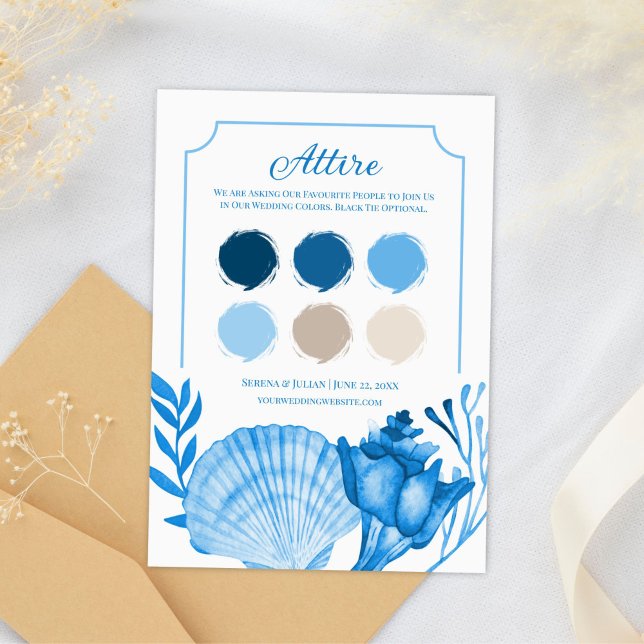 Blue Seashell Wedding Color Palette Card | Coastal (Blue Seashell Wedding Color Palette Card | Coastal)