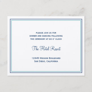 Blue seashell wedding wedding reception enclosure card