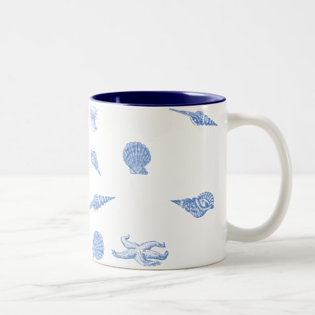 Blue Seashells and Starfish pattern mug (Right)