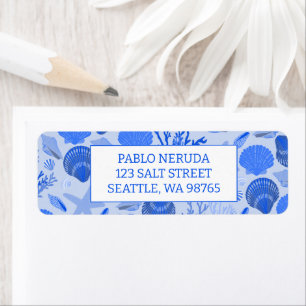 Blue Seashells Beach CUSTOM Return Address Mail