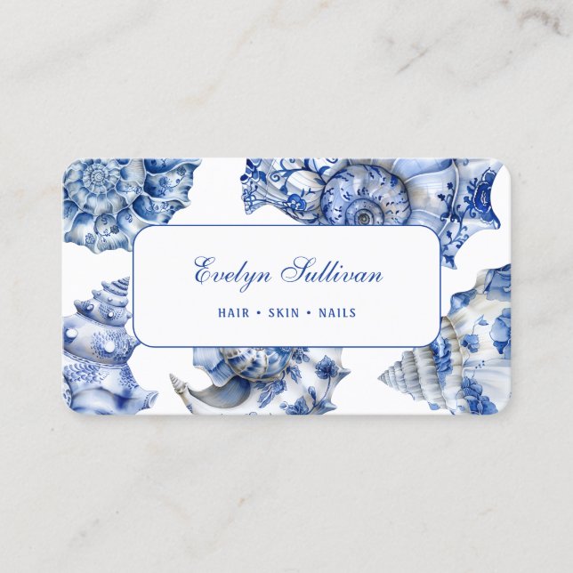 Blue seashells business card (Front)