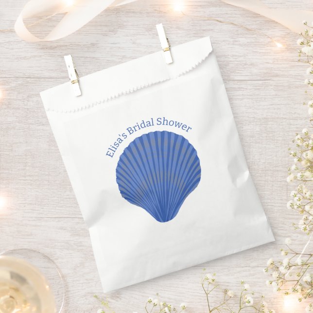 Blue Seashells CUSTOM Beach Bridal Shower  Favour Bags (Clipped)