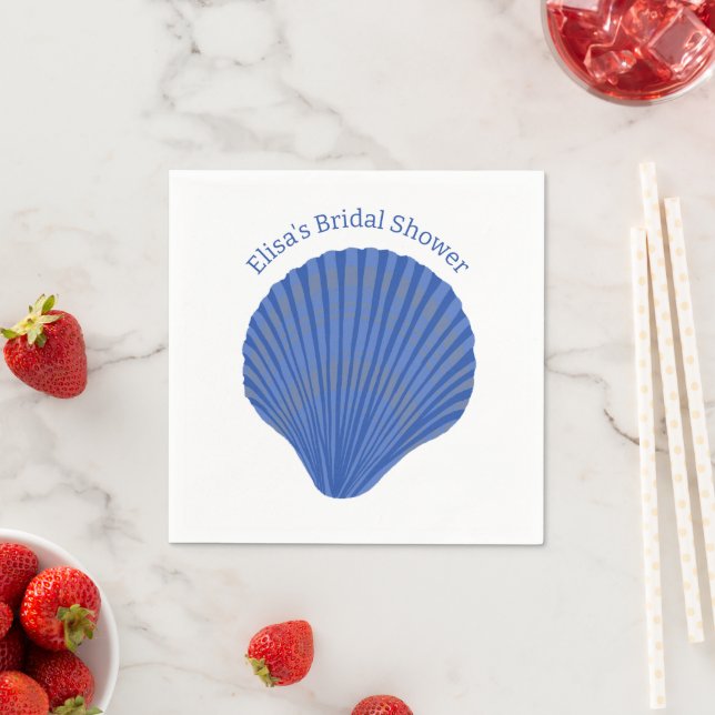 Blue Seashells CUSTOM Bridal Shower Party  Napkin (Insitu)