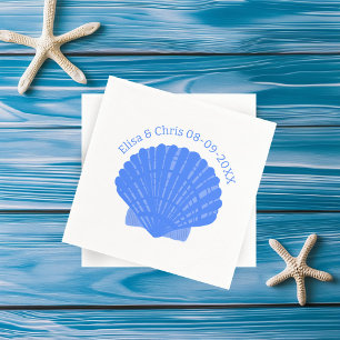Blue Seashells CUSTOM Wedding Engagement Napkin