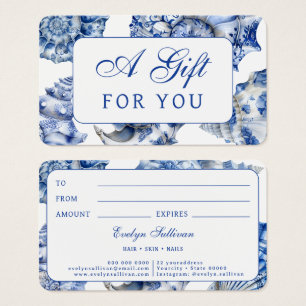 Blue seashells gift card