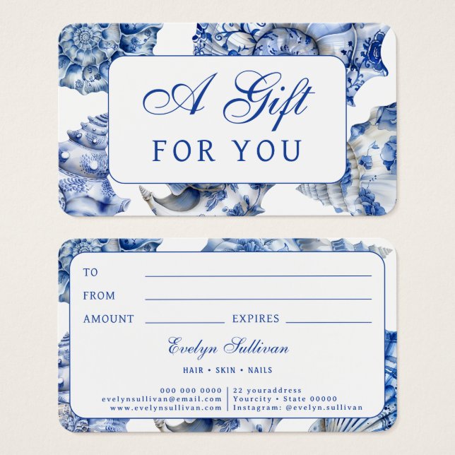 Blue seashells gift card (Front & Back)