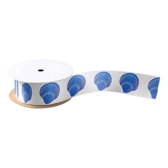 Blue Seashells Pattern  Satin Ribbon (Spool)