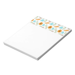 Blue Seashells Sea Snail Orange Flower Notepad