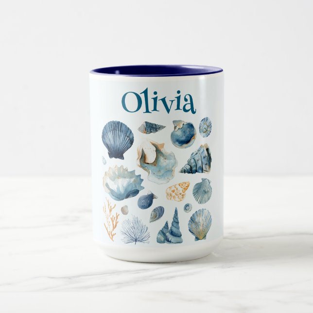 Blue Seashells Summer Mug | Custom Name (Center)