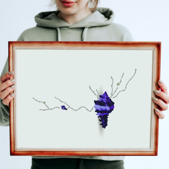 Blue seaside shell art ivory collage Japandi  Poster (Creator Uploaded)