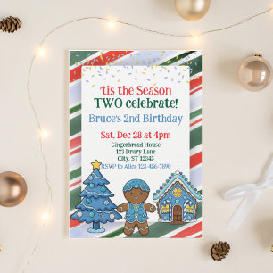 Blue Season TWO Celebrate, holiday 2nd birthday Invitation