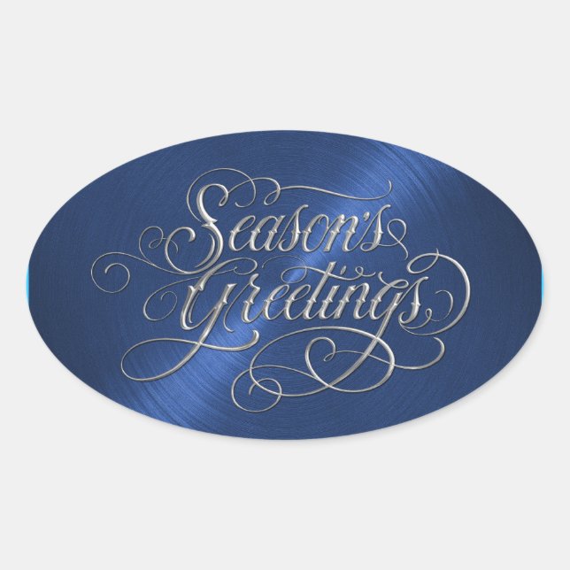 Blue Season's Greetings Silver Sticker (Front)