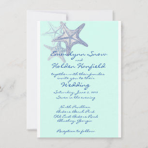 blue seastar wedding invitation