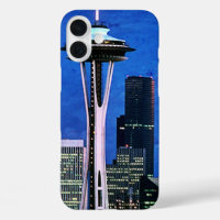 Blue Seattle Skyline Shower Curtain