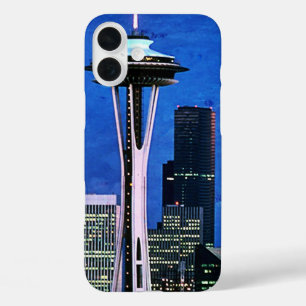 Blue Seattle Skyline Shower Curtain iPhone 16 Plus Case