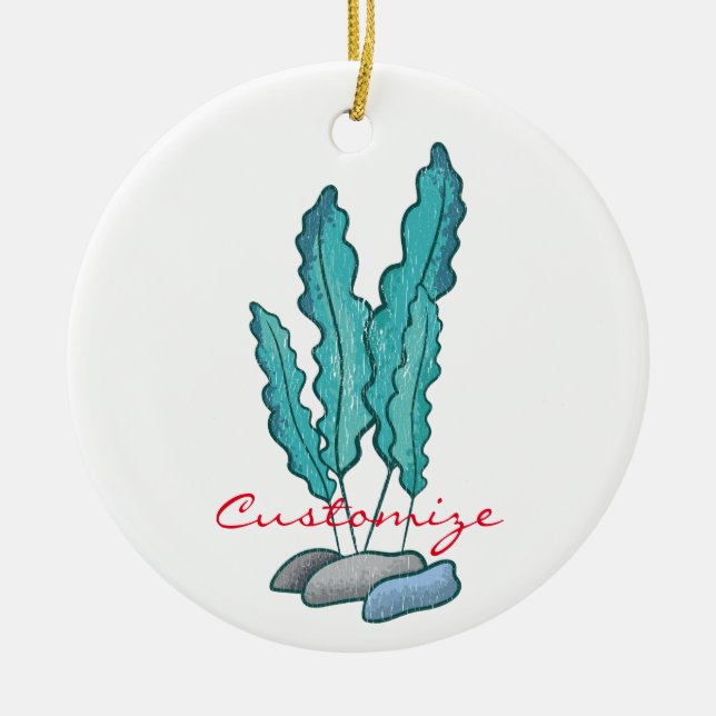 Blue Seaweed Algae Thunder_Cove Ceramic Tree Decoration (Front)