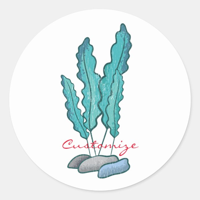 Blue Seaweed Algae Thunder_Cove Classic Round Sticker (Front)