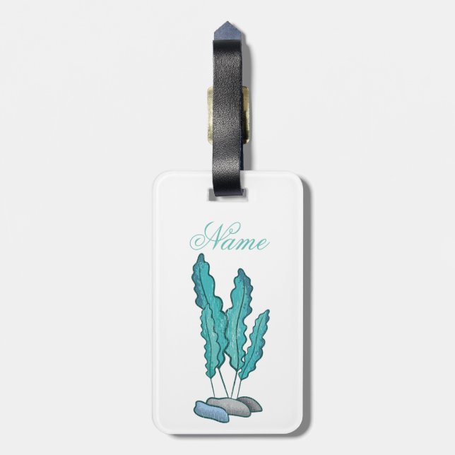 Blue Seaweed Algae Thunder_Cove Luggage Tag (Back Vertical)