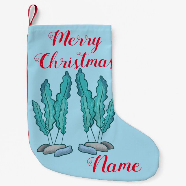 Blue Seaweed Algae Thunder_Cove Small Christmas Stocking (Front)