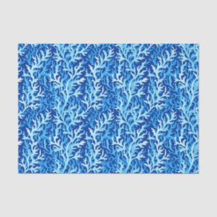 Blue Seaweed Coastal Textile Pattern Tissue Paper