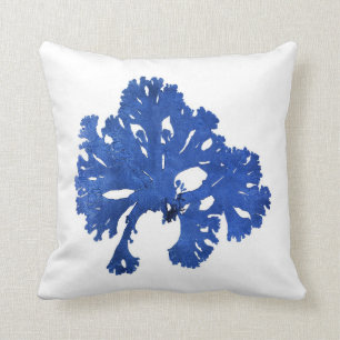 Blue Seaweed no. 9 Nautical art decor Cushion
