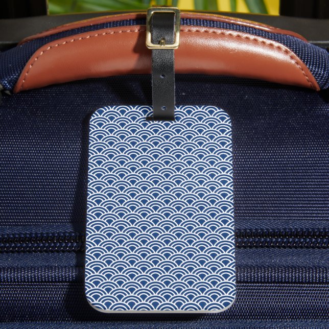 blue seigaiha pattern luggage tag (Front Insitu 2)