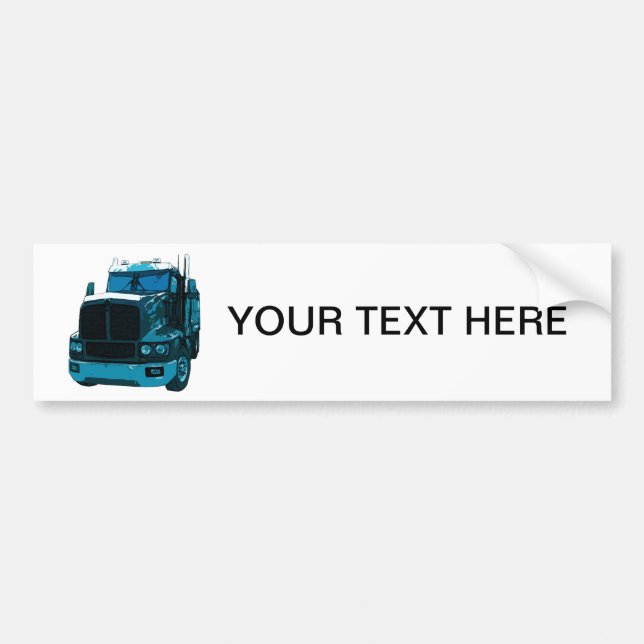 Blue Semi Truck Bumper Sticker (Front)