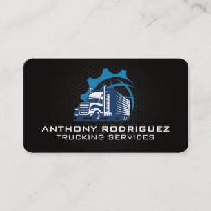 Blue Semi Truck Logo   Transportation Business Card