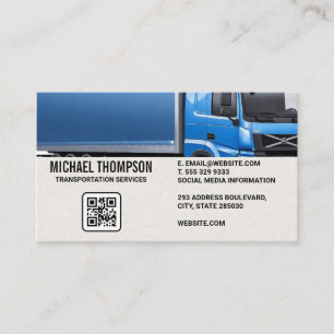 Blue Semi Truck   Trucking Business Card