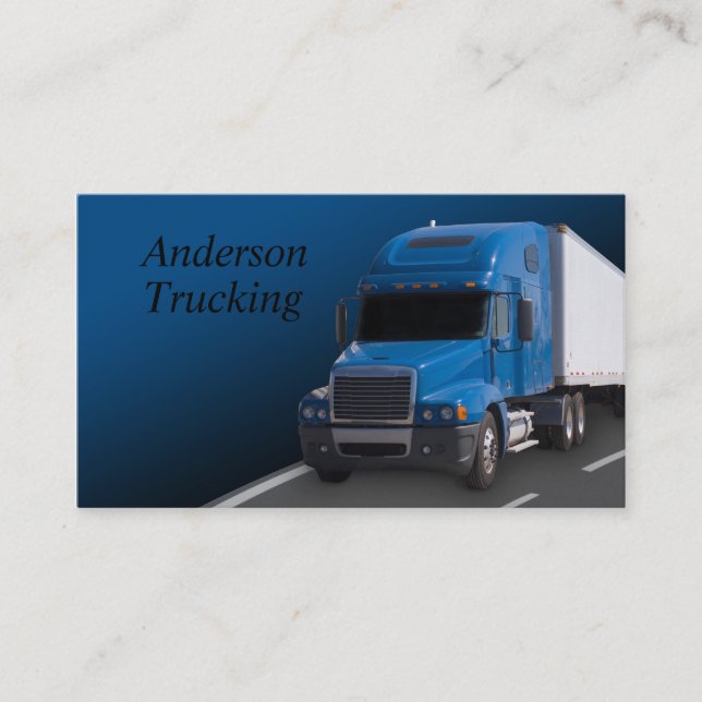 Blue Semi With Trailer, Business Card (Front)