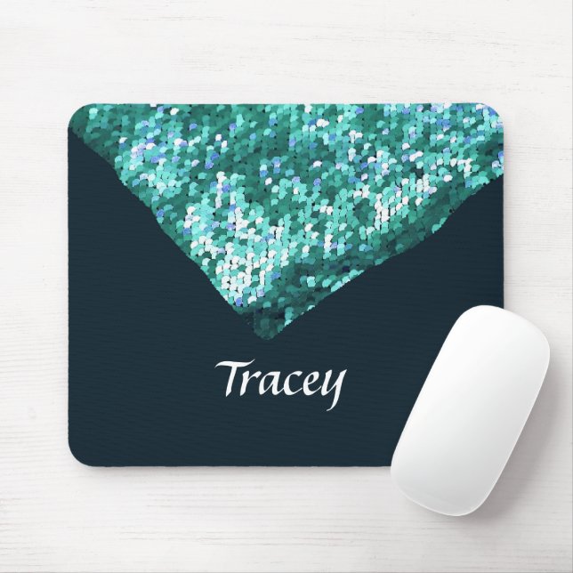 Blue sequins edge mouse mat (With Mouse)