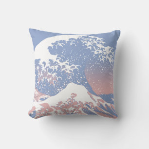 Blue Serenity and Rose Quartz Great Wave Cushion