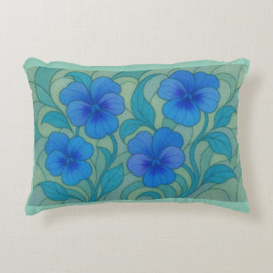 Blue Serenity – Elegant Pansy Floral Pattern Decorative Cushion