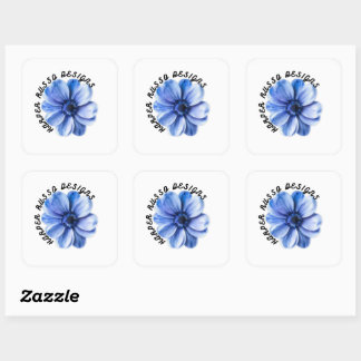 Blue Serenity Flower Art Square Sticker