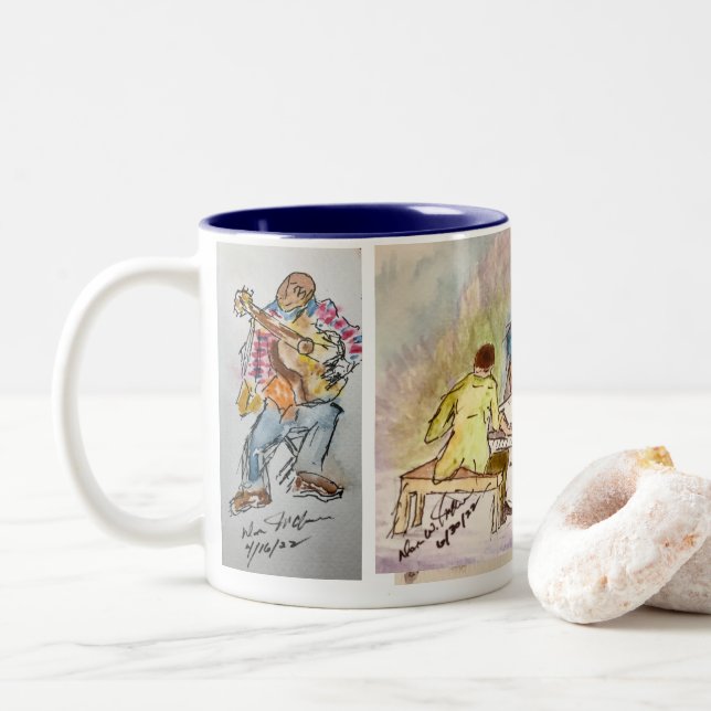 Blue Series Jazz Coffee Mugs (With Donut)