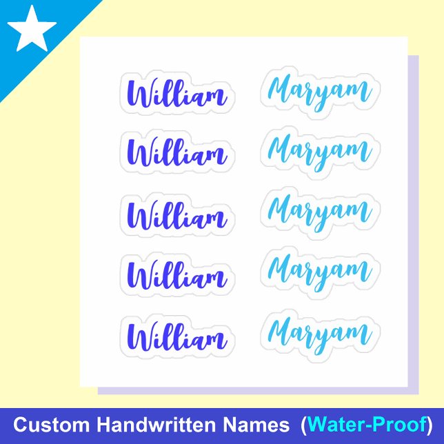 (Blue Set of 10) Elegant Signature Script Name (Blue name stickers
Elegant name labels for boys)
