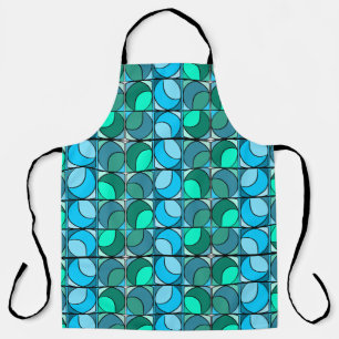 Blue seventies printed apron