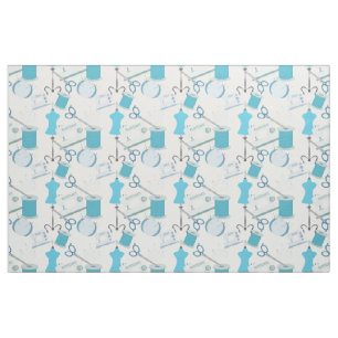 Blue Sewing And Quilting Design Fabric
