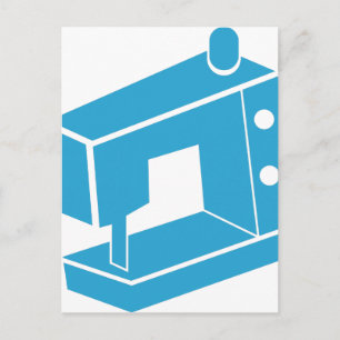 Blue Sewing Machine Icon Postcard