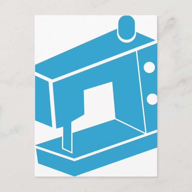Blue Sewing Machine Icon Postcard (Front)
